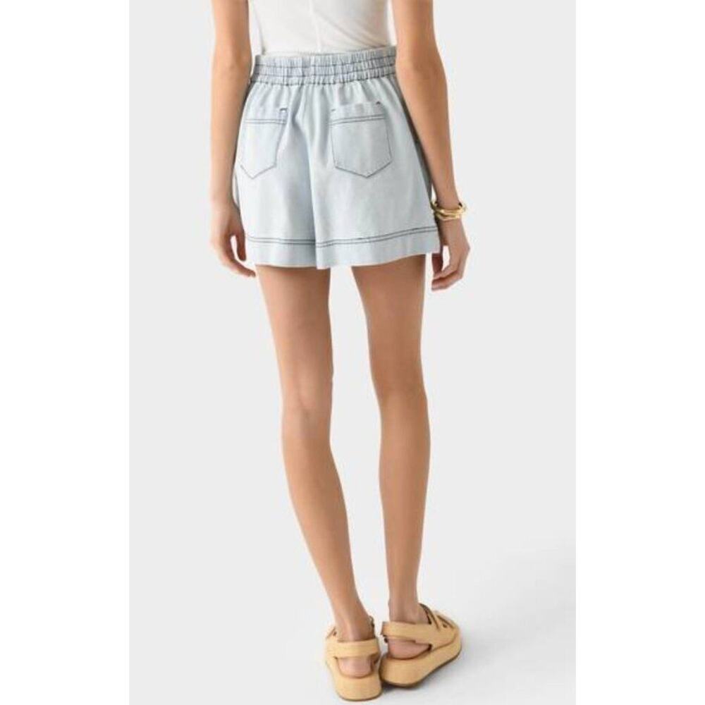 HUNTER BELL Sz S Small Light Denim Aspen Shorts Elastic Waist High Rise k - Picture 11 of 11